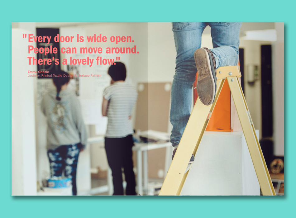 a double page spread from a Plymouth College of Art prospectus